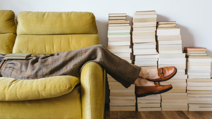 person lying on couch