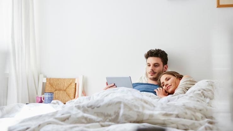 couple reading in bed