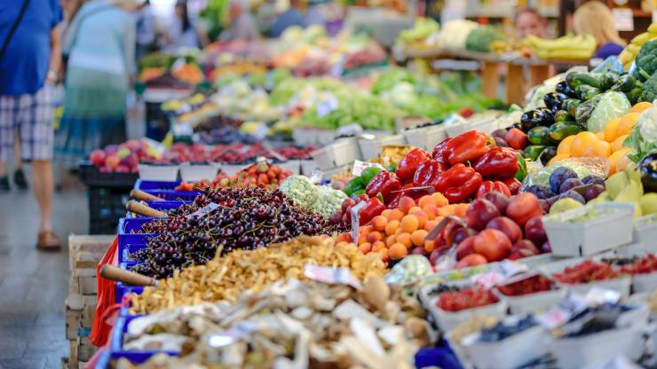 Fruit and veggies at the grocery store