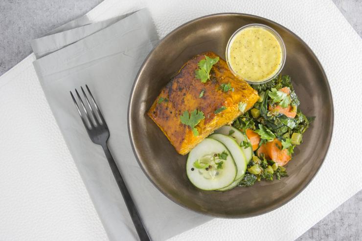 Tandoori Salmon with Gingered Swiss Chard
