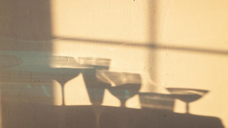 Shadows of cocktail glasses.