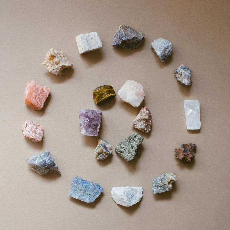 two circles of colorful stones inside one another
